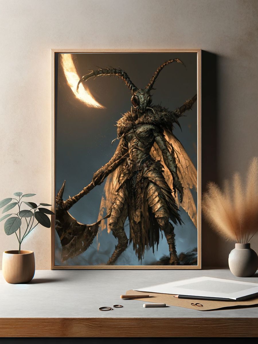 Moth Warrior Fantasy Print. — room view 2