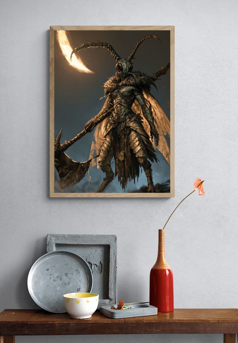 Moth Warrior Fantasy Print. — room view 3