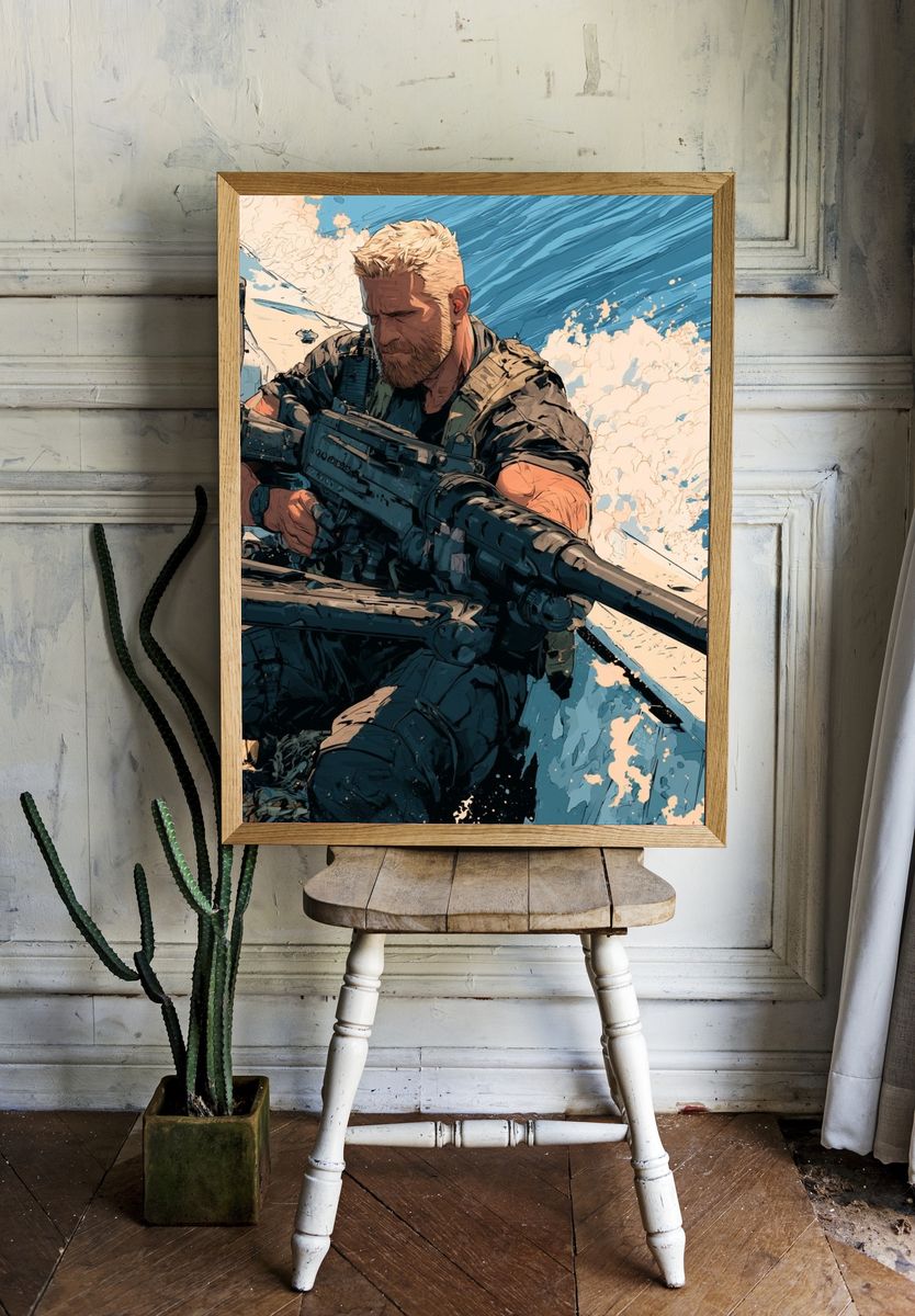 Tactical Soldier Action Illustration Poster. room preview