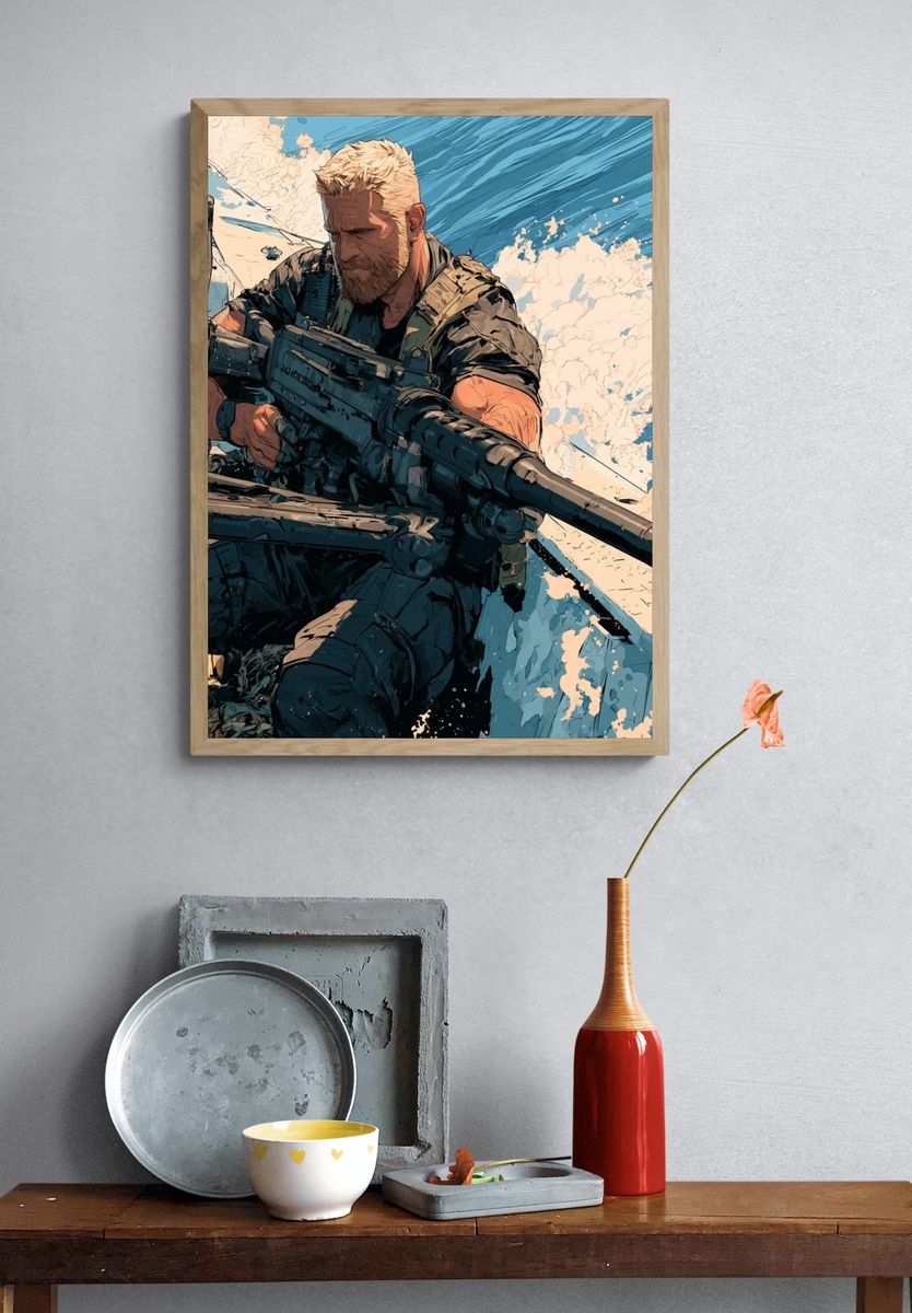 Tactical Soldier Action Illustration Poster. — room view 3