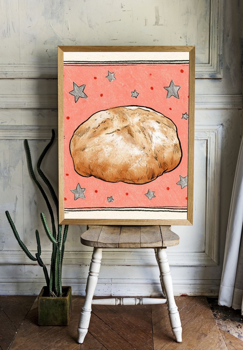 Bread and Stars Illustration Poster. room preview