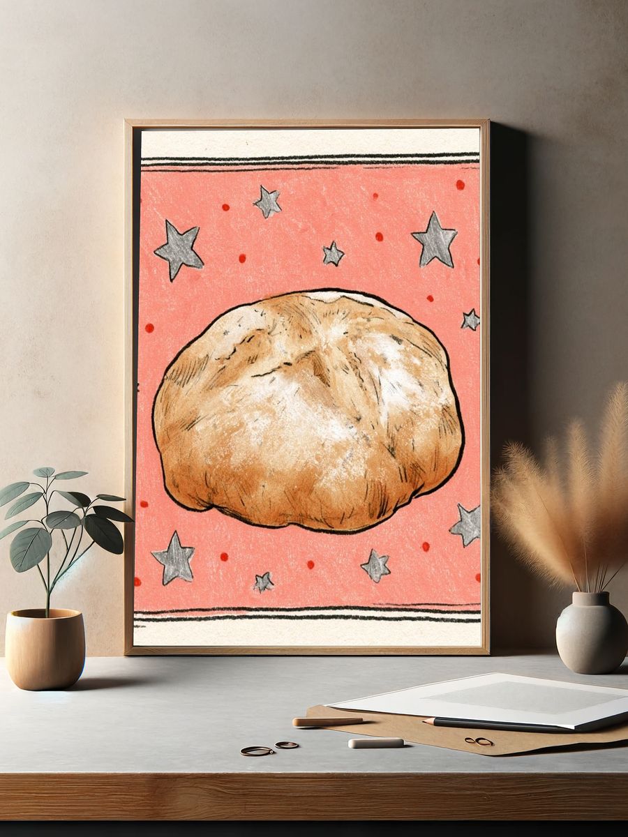 Bread and Stars Illustration Poster. — room view 2
