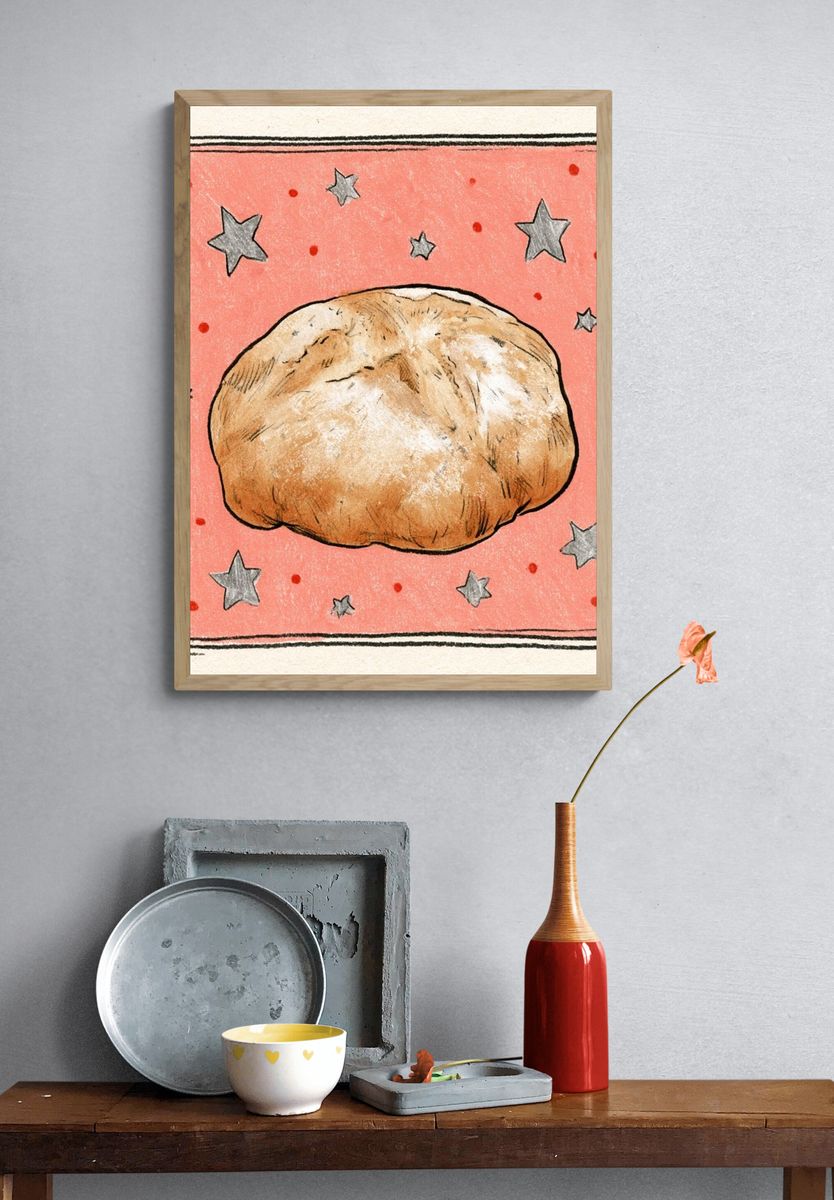 Bread and Stars Illustration Poster. — room view 3