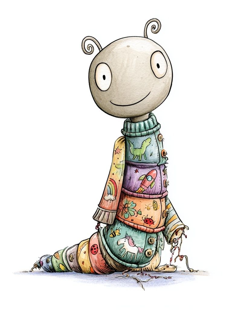 Whimsical Caterpillar Illustration Poster. poster detail