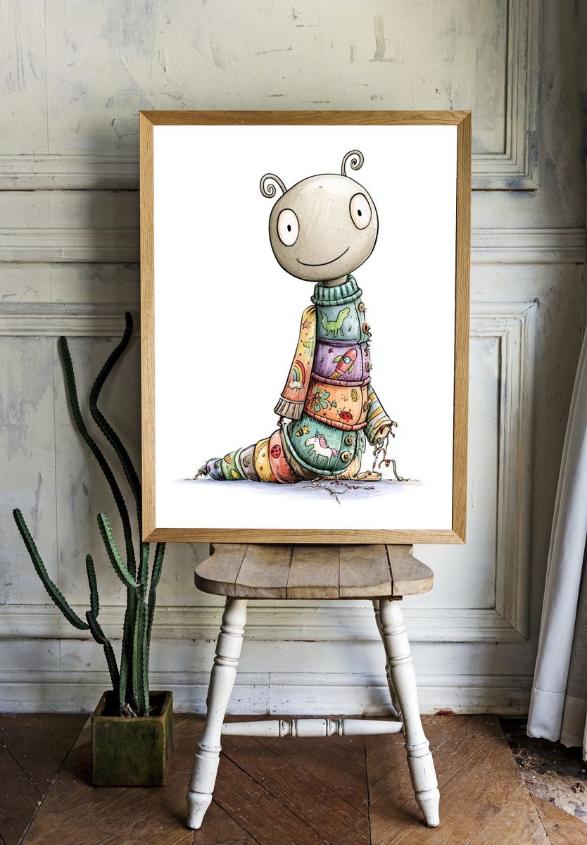 Whimsical Caterpillar Illustration Poster. room preview