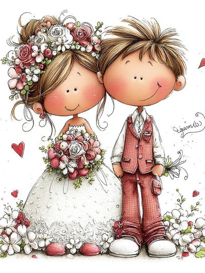 Wedding Couple Illustration Poster.