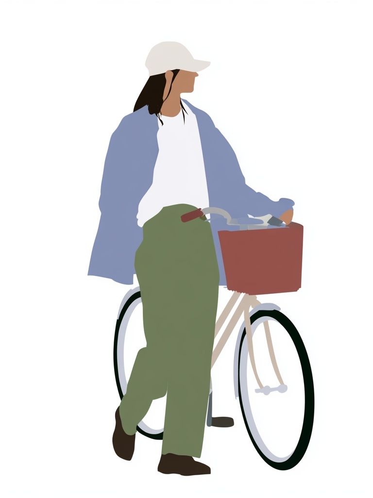 Woman with Bicycle Illustration Poster. poster — illustration art