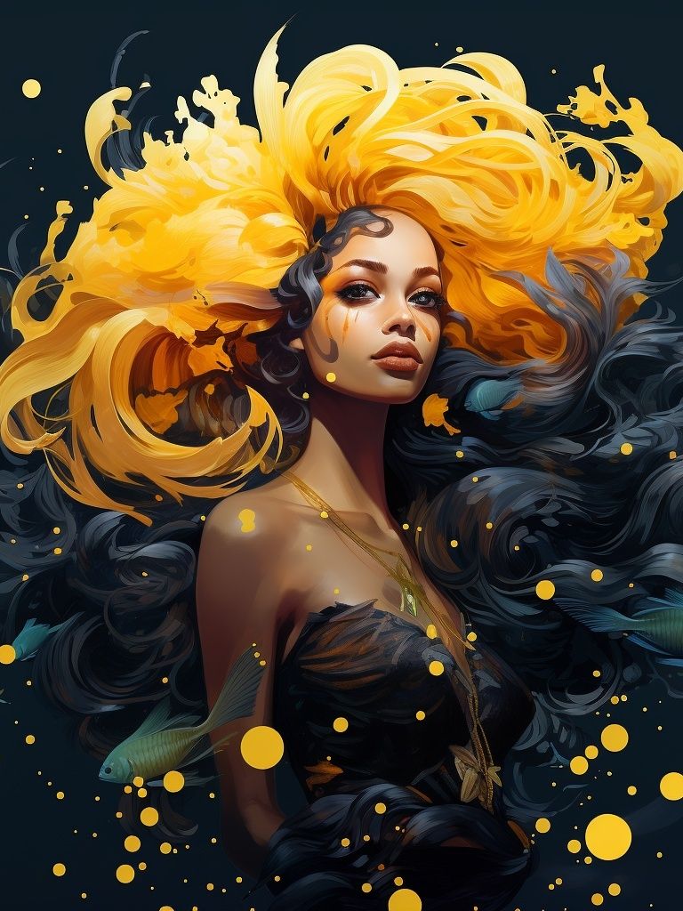 Golden Siren Digital Art Poster. poster detail