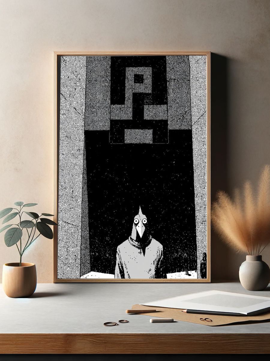 Surreal Bird Figure — Illustration Print. — room view 2