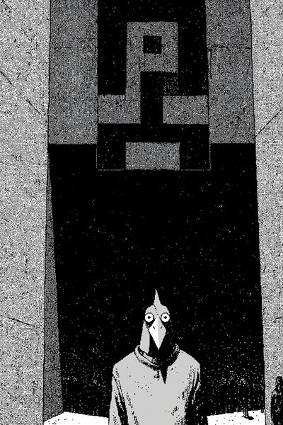 Surreal Bird Figure — Illustration Print. poster