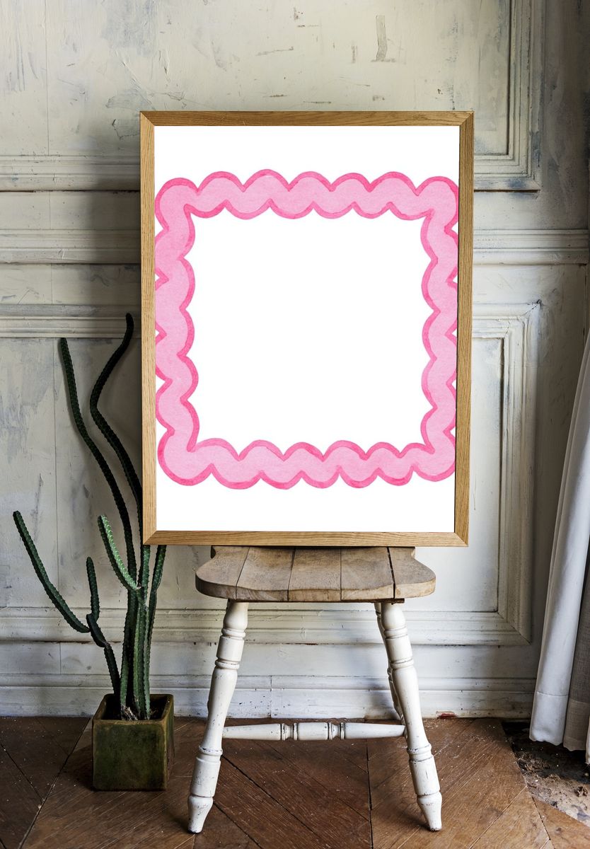 Pink Scalloped Frame Illustration Poster. room preview