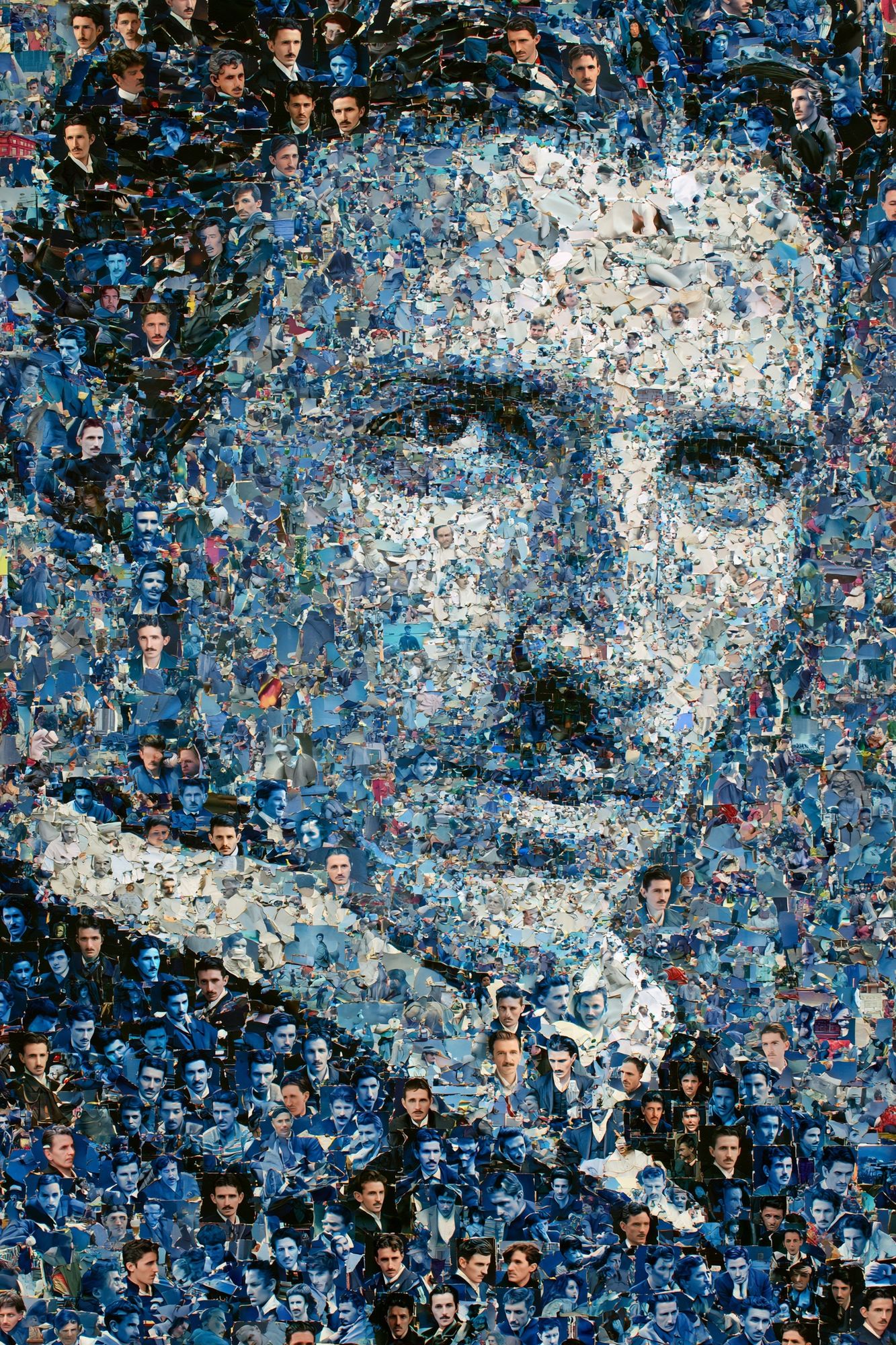 Blue Portrait Mosaic Poster. poster — illustration art