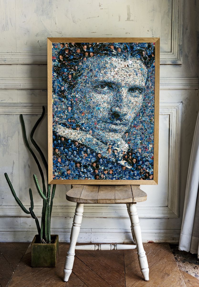 Blue Portrait Mosaic Poster. — room view 1