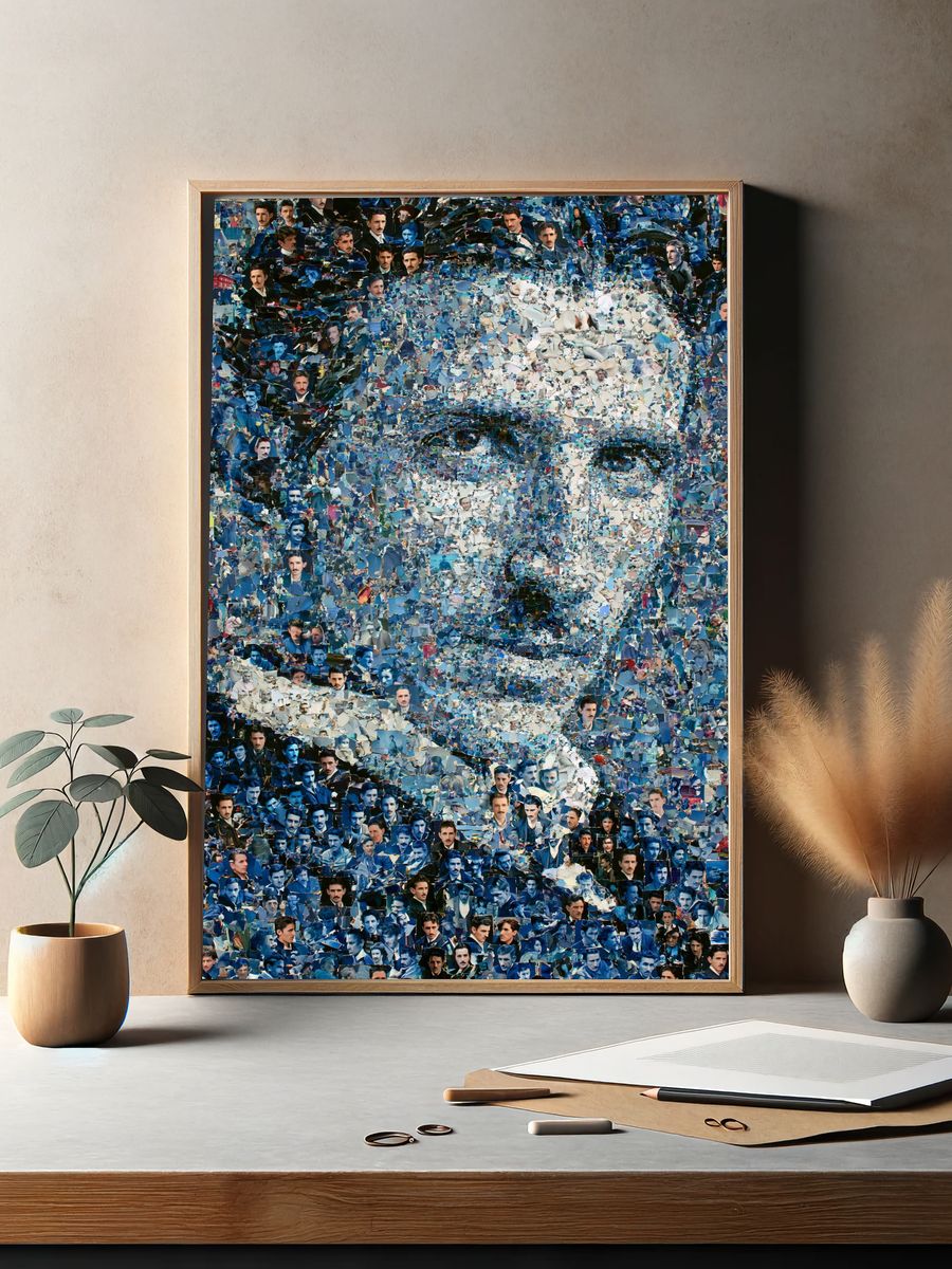 Blue Portrait Mosaic Poster. — room view 2