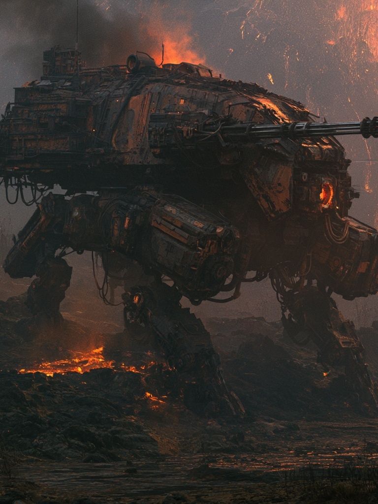 Volcanic Mech Battle Poster. poster detail