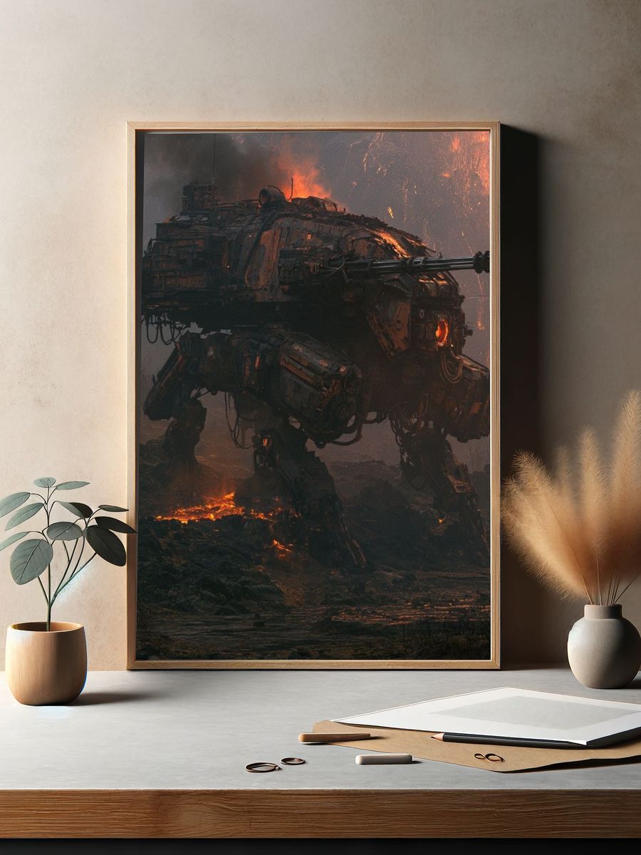 Volcanic Mech Battle Poster. — room view 2