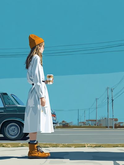 Urban Street Scene Illustration Poster. poster print