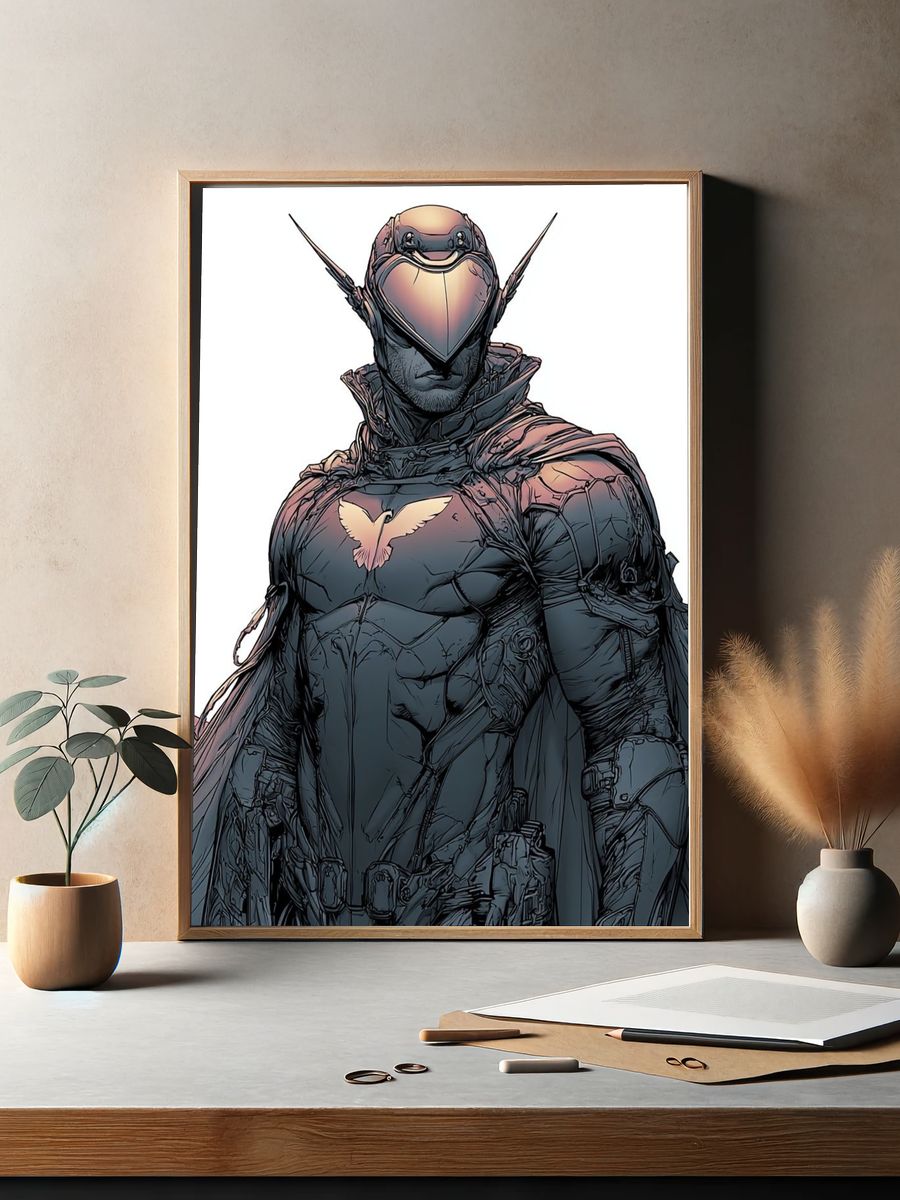 Armored Hero Digital Art Poster. — room view 2