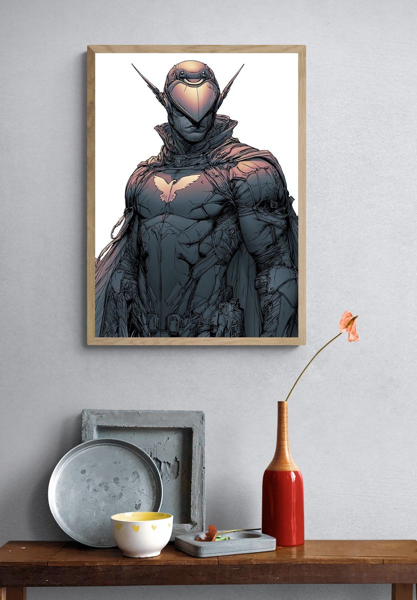 Armored Hero Digital Art Poster. — room view 3