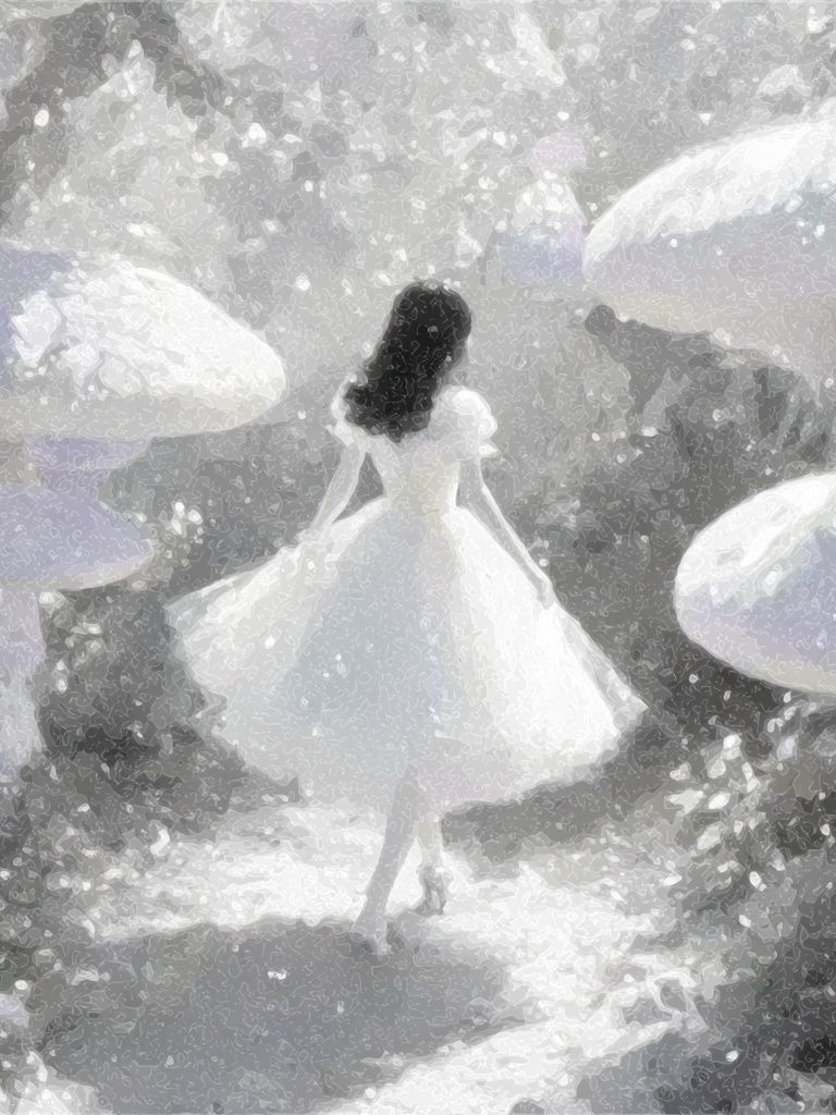 Dreamlike Girl in Mushroom Forest Print. poster — illustration art