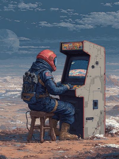 Astronaut Arcade Landscape Print. poster print