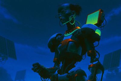 Cyberpunk Robot Figure Poster. poster
