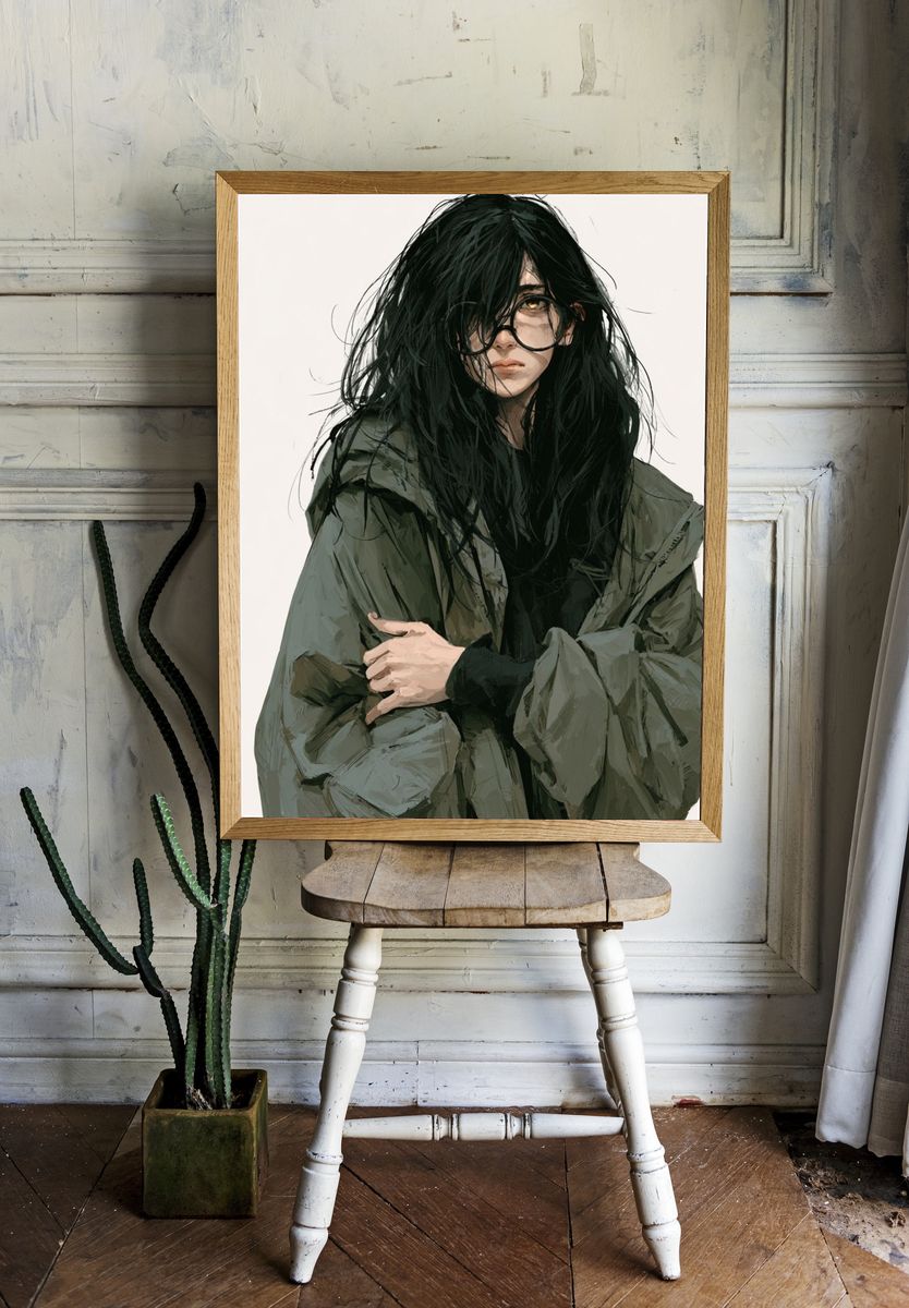 Brooding Portrait Illustration Poster. — room view 1