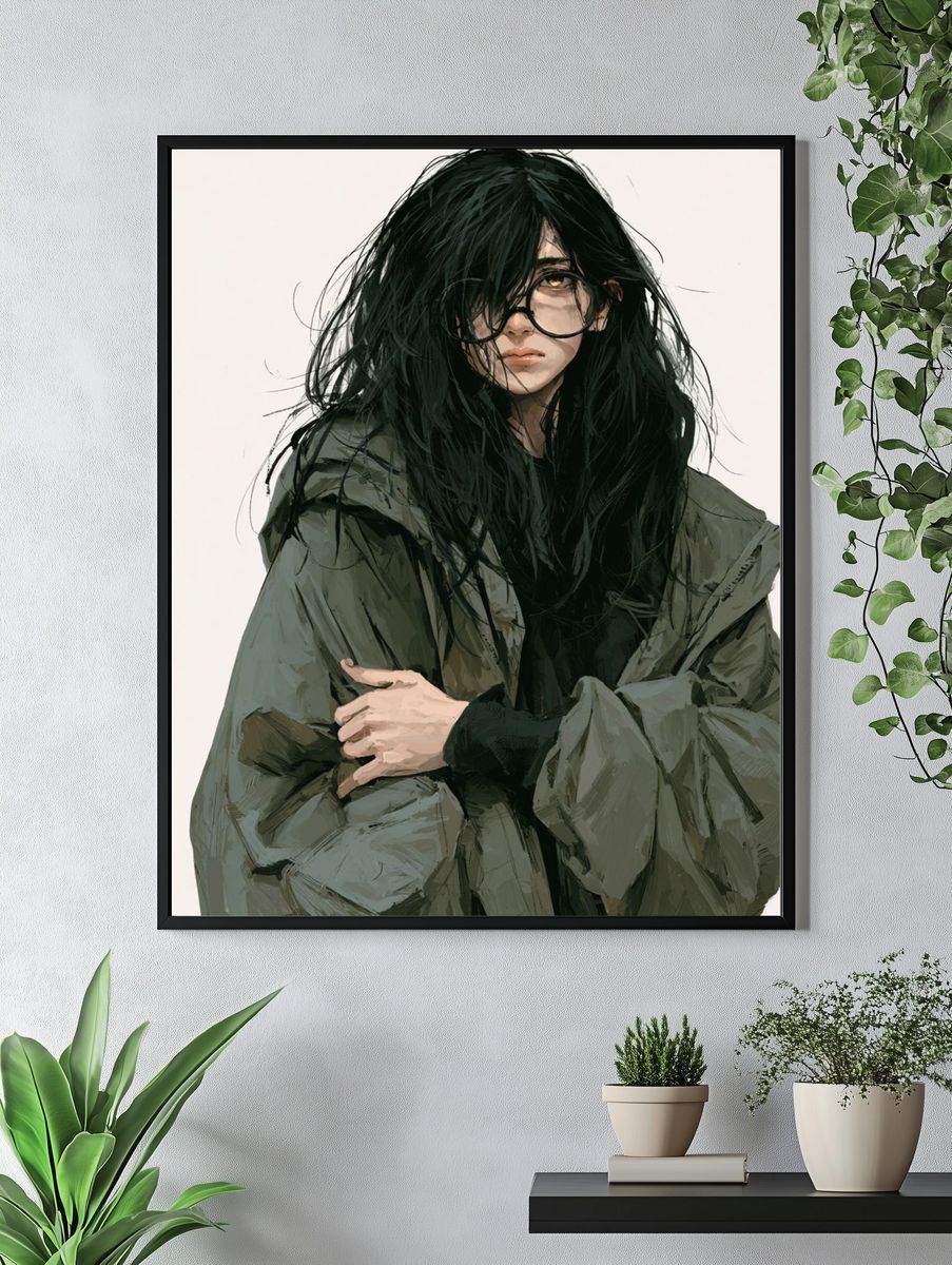 Brooding Portrait Illustration Poster. — room view 4