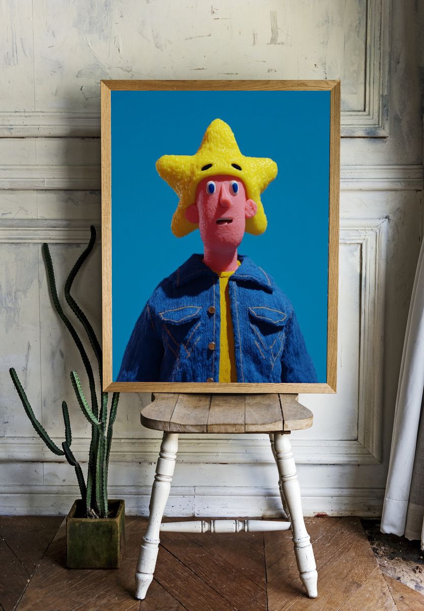 Star-Faced Character Illustration Poster. — room view 1