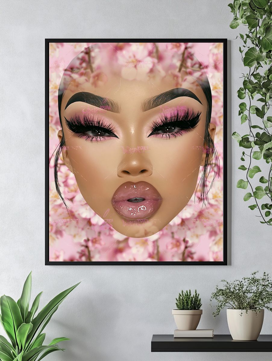 Pink Glam Portrait Illustration Poster. — room view 4