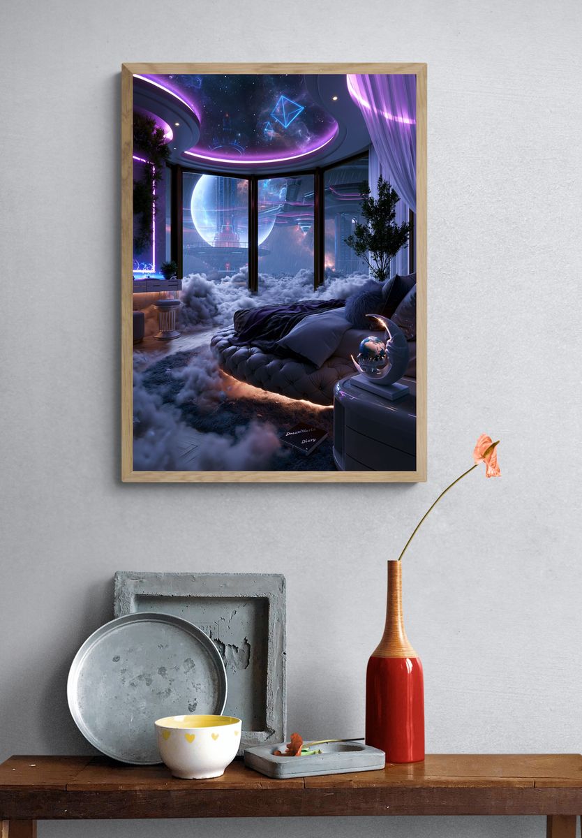 Futuristic Space Bedroom Poster. — room view 3