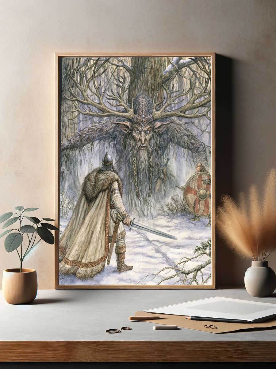 Forest Giant Fantasy Illustration Poster. — room view 2
