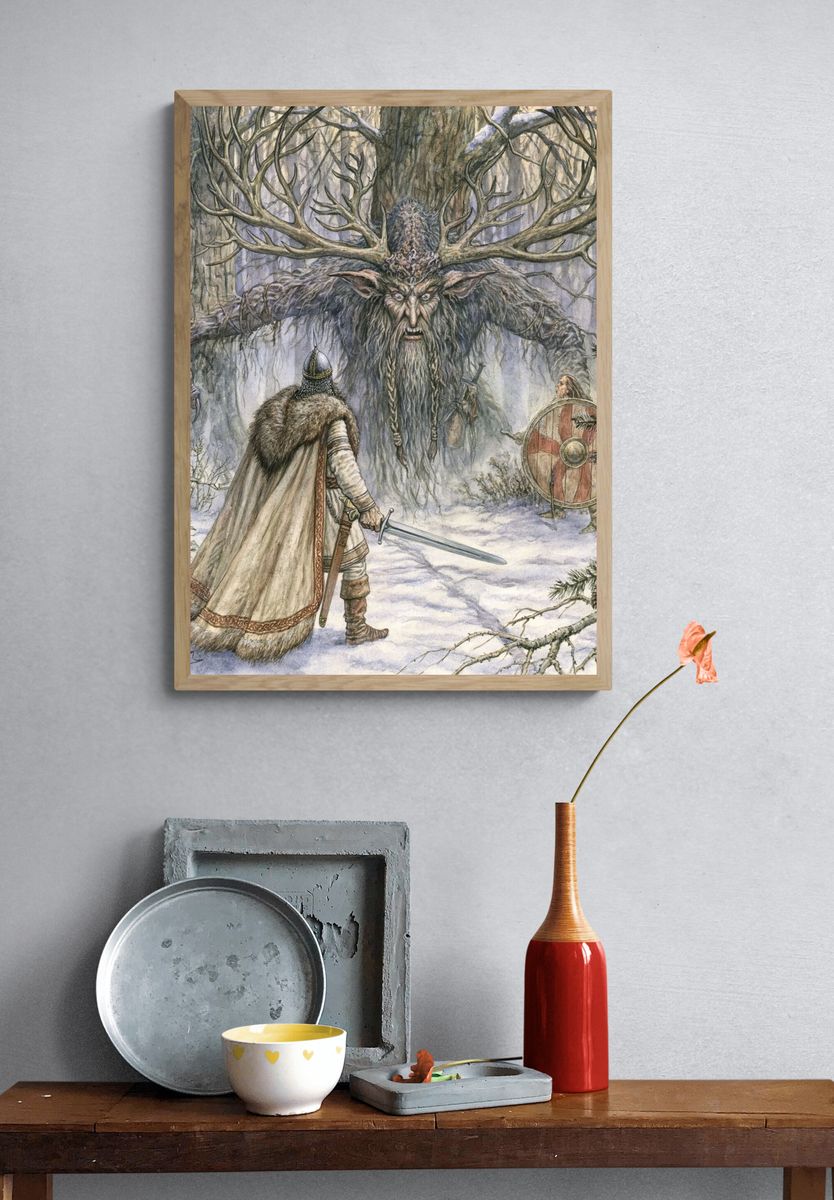 Forest Giant Fantasy Illustration Poster. — room view 3