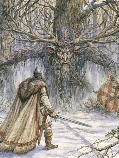 Forest Giant Fantasy Illustration Poster. poster