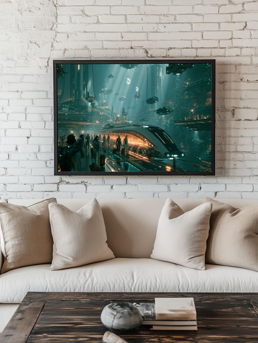 Futuristic Underwater City Sci-Fi Poster. room preview