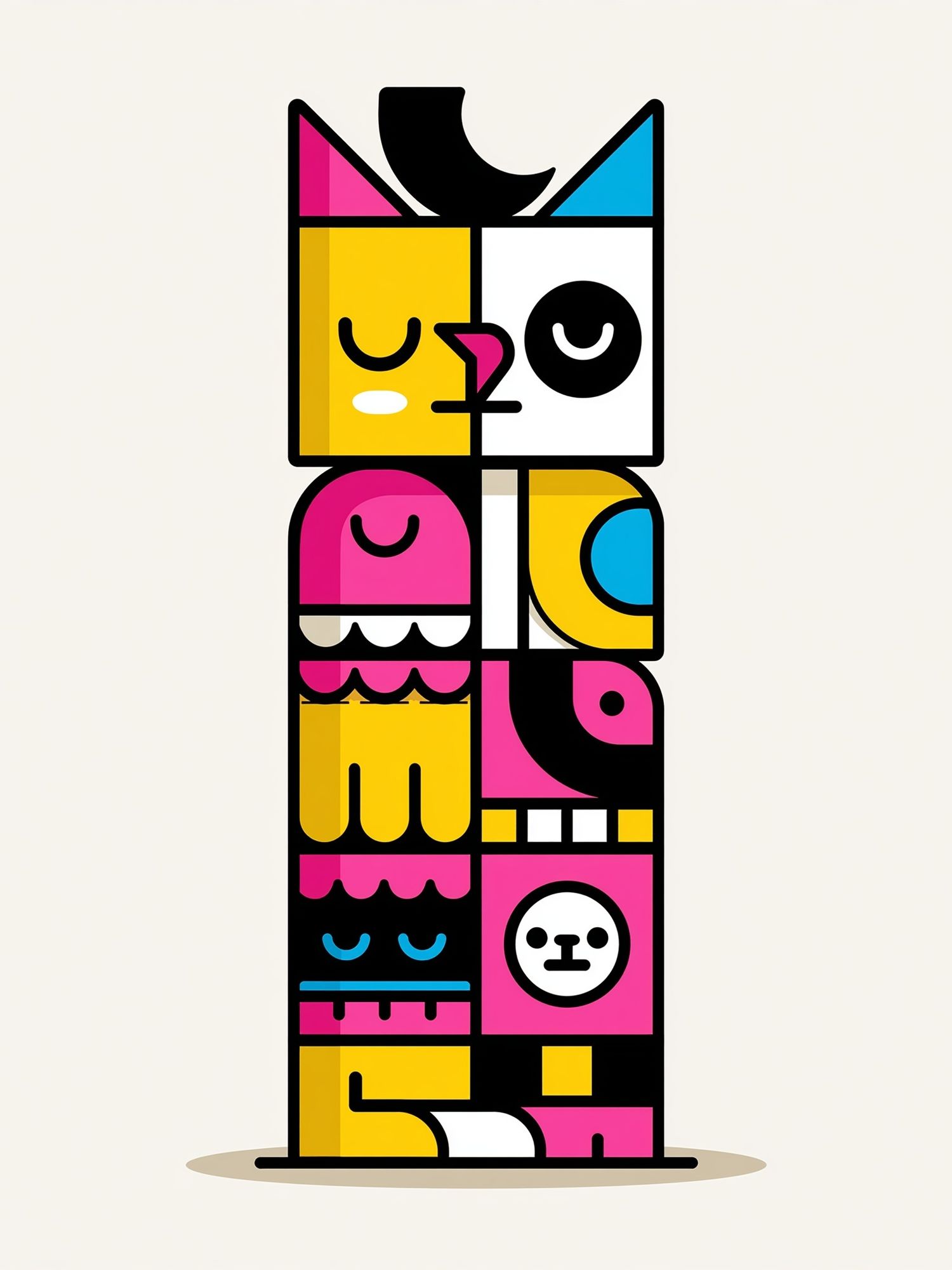 Colorful Cat Totem Illustration Poster. poster detail