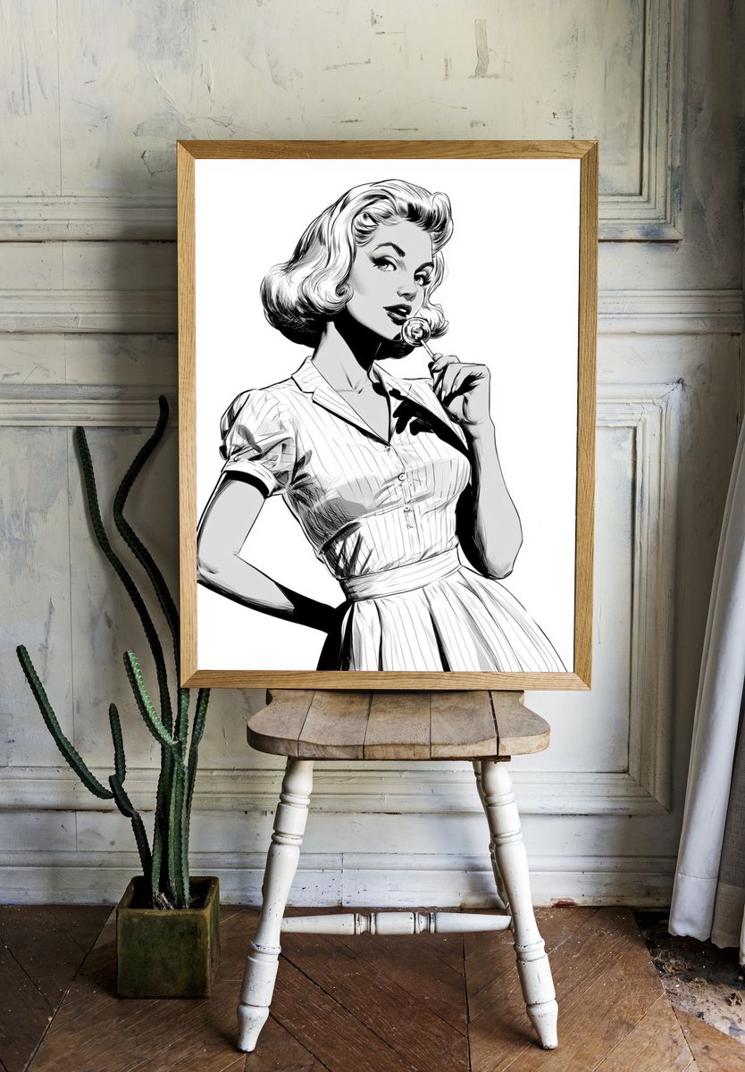 Colorful Cat Totem Illustration Poster. room preview