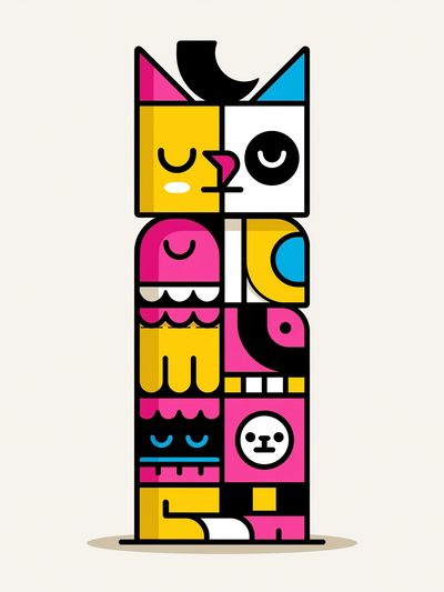 Colorful Cat Totem Illustration Poster. poster