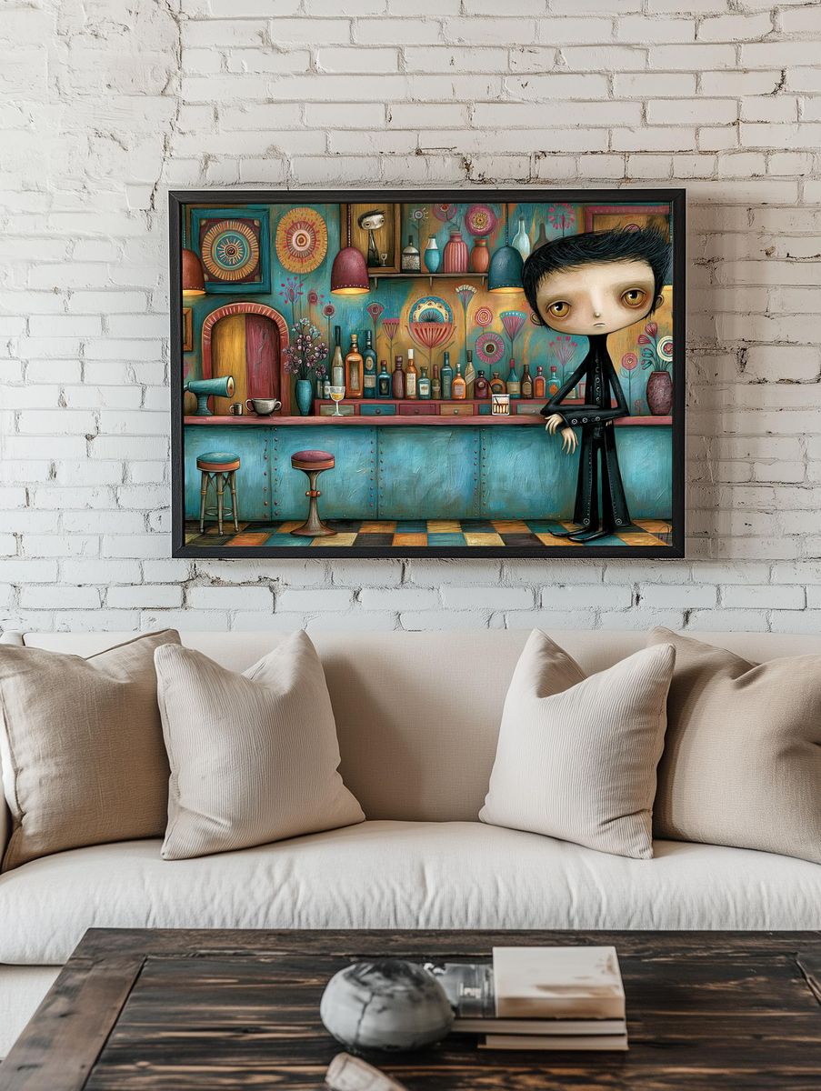 Whimsical Bar Portrait Illustration Poster. room preview