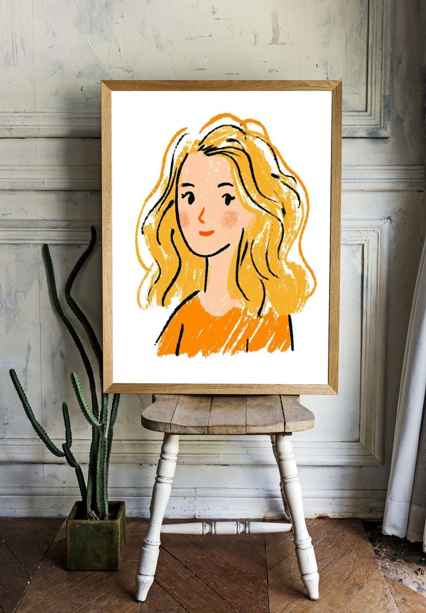Blonde Portrait Illustration Poster. room preview