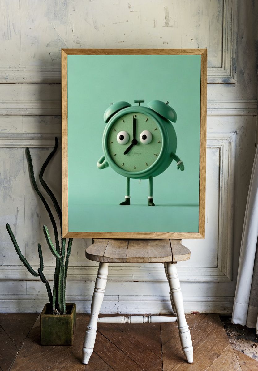 Cute Alarm Clock Illustration Poster. — room view 1