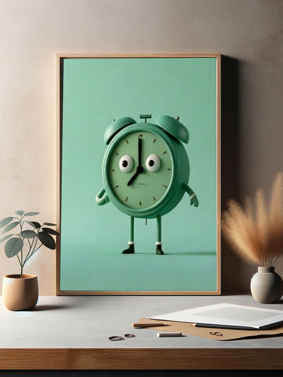 Cute Alarm Clock Illustration Poster. — room view 2