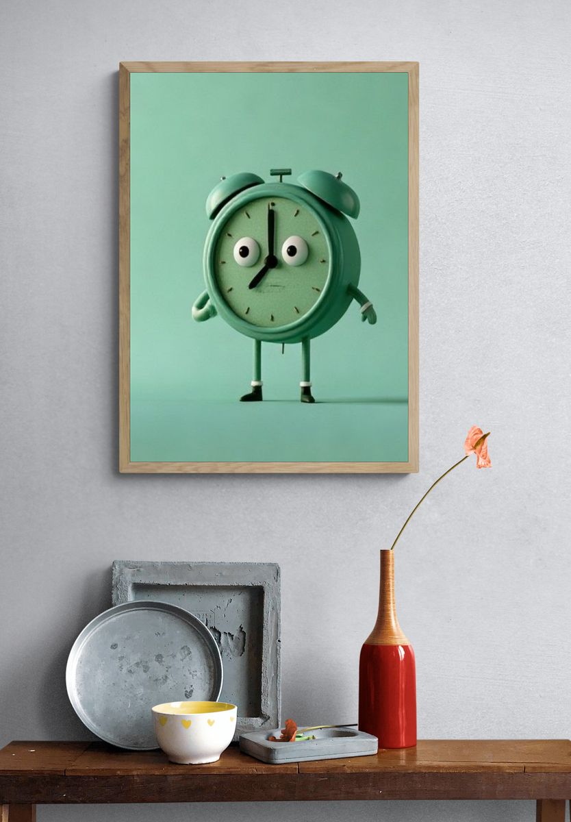 Cute Alarm Clock Illustration Poster. — room view 3