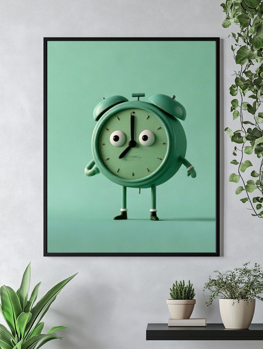Cute Alarm Clock Illustration Poster. — room view 4