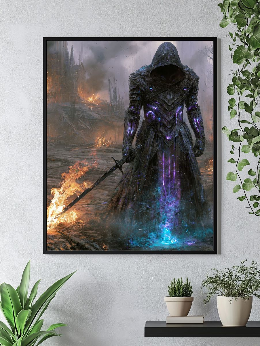 Hooded Dark Fantasy Warrior Poster. — room view 4