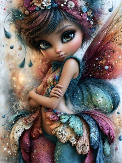 Whimsical Doll Portrait Print. poster