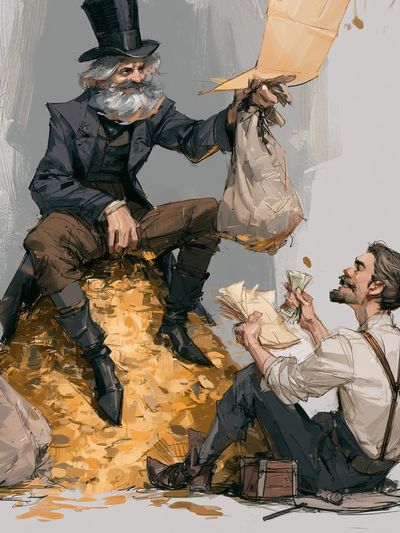 Victorian Street Scene Illustration Poster.