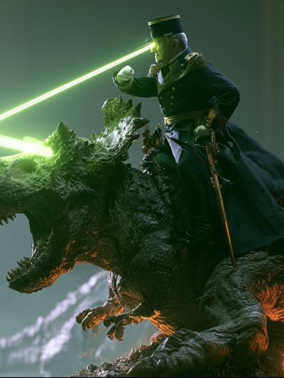 Laser Cavalry Dragon Poster. poster print