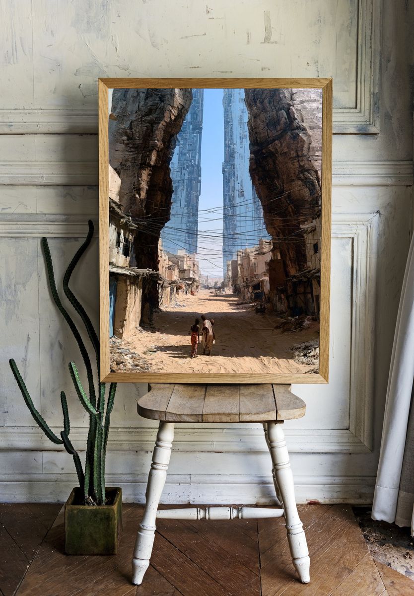 Deserted Futuristic Cityscape Print. — room view 1