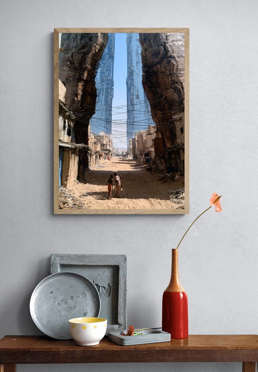 Deserted Futuristic Cityscape Print. — room view 3